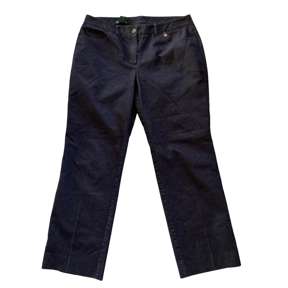 Brooks Brothers Lucia Fit Pants Size 10 Dark Navy Cotton Blend Denim Twill